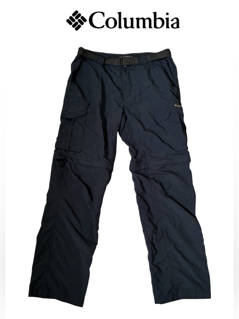 COLUMBIA UTILITY PANTS CONVERTIBLE HIKING SHORTS NAVY BLUE MENS
